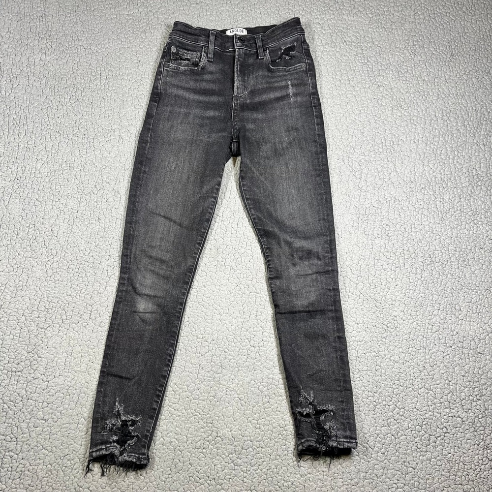 AGOLDE Sophie Jeans Women 25 Skinny High Rise Distressed Gray Denim A018C-844